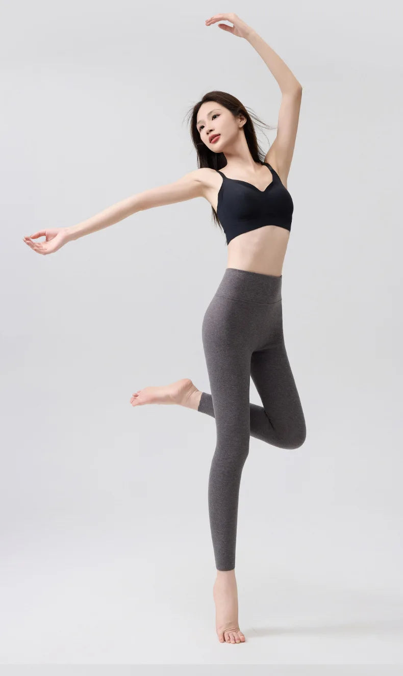 M-5XL Plus Size Chubby Women Thermal Leggings 7A Antibacterial Cashmere Silk Winter High Waist Elastic Pantyhose Warm Pants Outdoor Running Hiking Fitness Women Sports Clothing Supplies