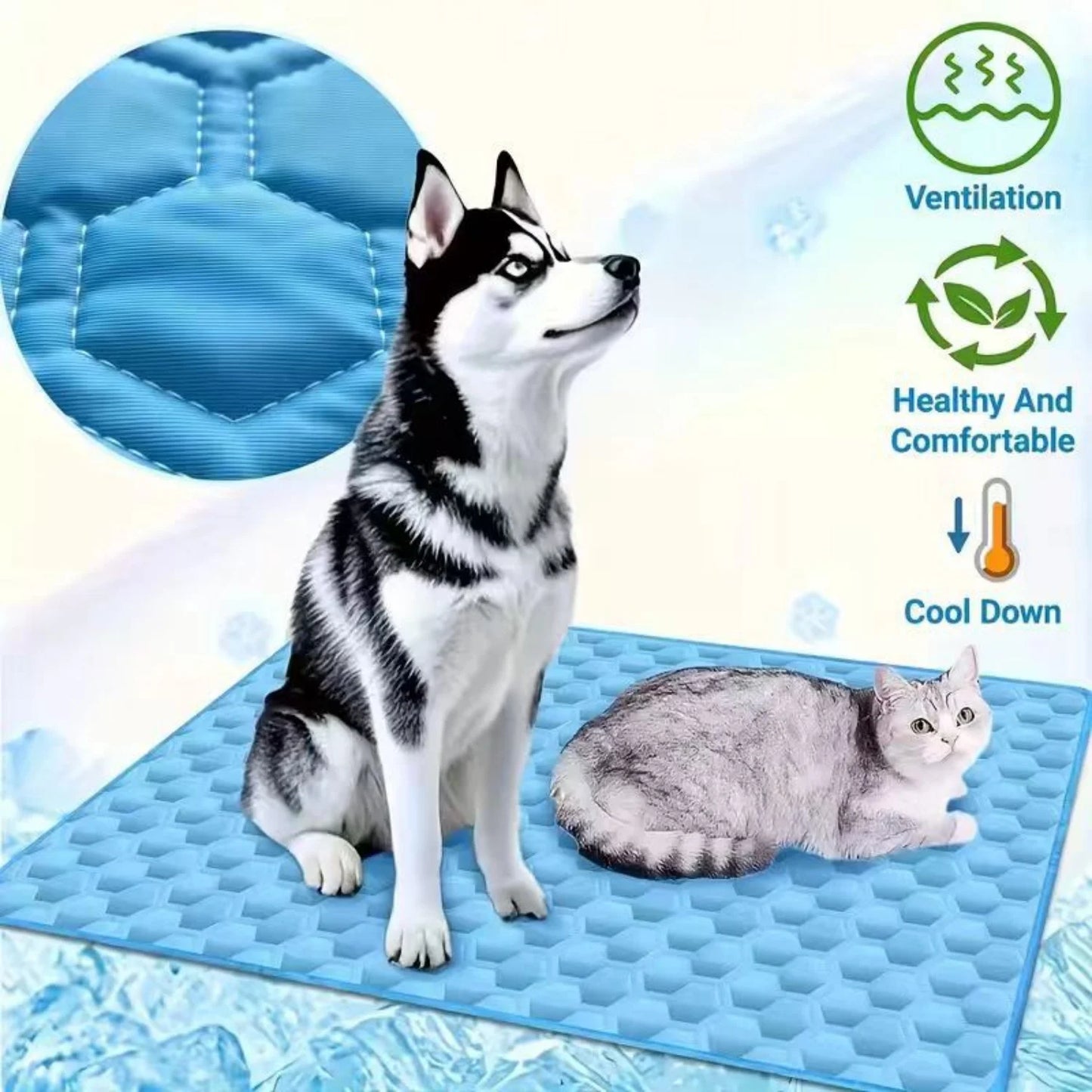 Summer Pet Cooling Mat S-XL (100cm/150cm) Breathable Ice Silk Dog Cat Pad Washable Scratch Resistant Self Cooling Blanket Sofa Car Garden Use Pet Supplies