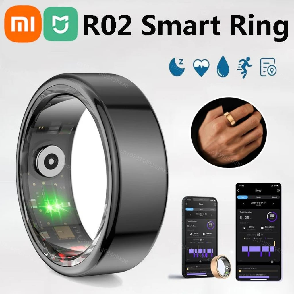 Xiaomi Smart Ring Men Women Military Grade Titanium Steel Shell Health Monitoring IP68 & 3ATM Waterproof Multi-Sport Modes Electronics Accessories Supplies Health Care Products