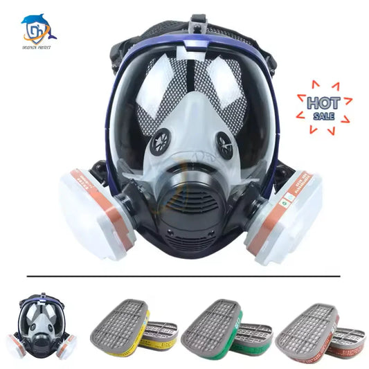 NEW 17PCS Set DH Quality Radiation Chemical Acid Gas Mask Spherical 6800 Dust Mask Paint Insecticide Sprayer Full Face Mask Filter For Laboratory Welding