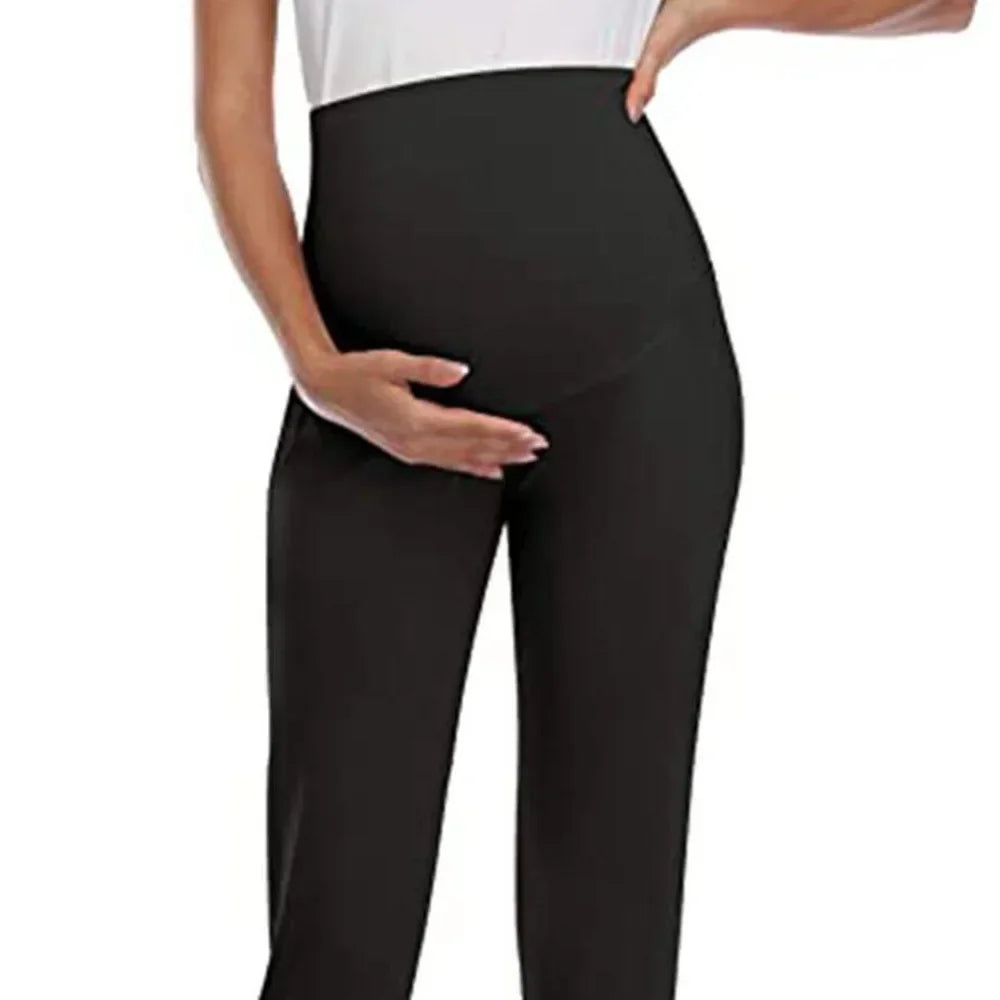 S-2XL Spring Autumn Maternity Women's Casual Pants Solid High Waist Stretchy Lounge Trousers For Pregnant Women Joggers With Pockets Pregnant Women Sports Clothes