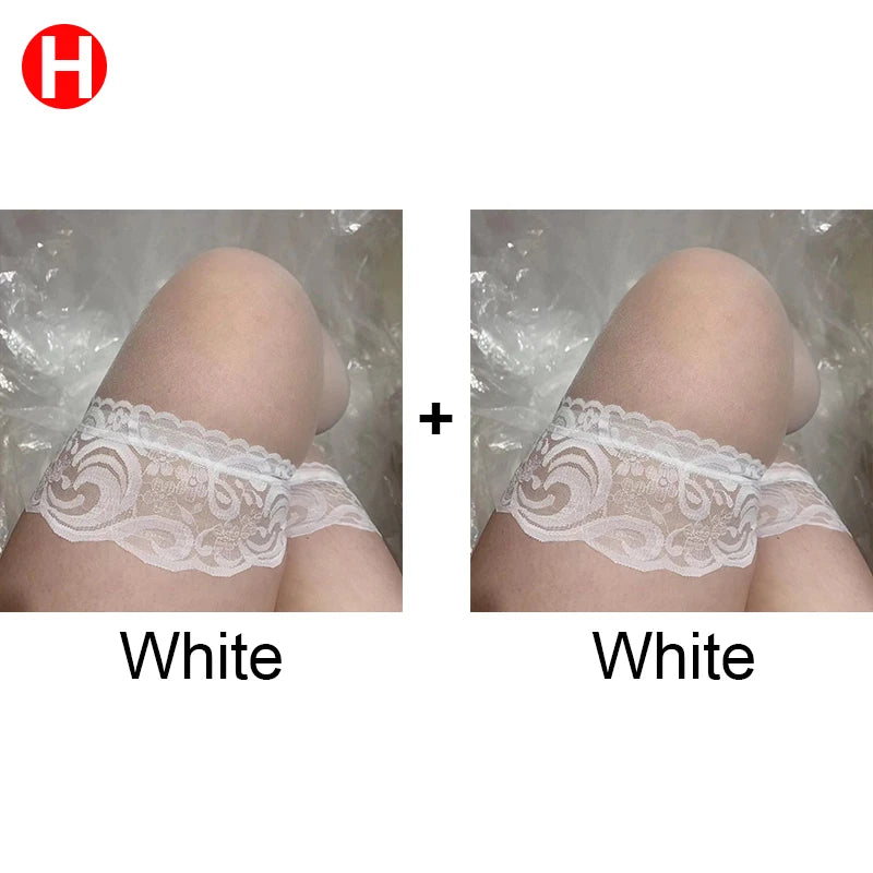 NEW Arrivals 2 Pairs Women Sexy Lace Stockings Plus Size High Elastic Thigh High Socks Transparent Over Knee Sock Temptation Pantyhose Tights Curvy Women Underwear Apparel Accessories Sets