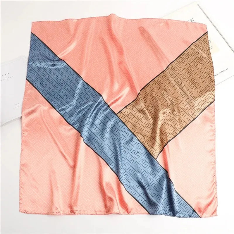 Luxury 90cm Silk Satin Hijab Square Scarf Women Luxury Print Elegant Hair Hand Bag Foulard Shawl Wraps Neck Tie Headkerchief Bandana
