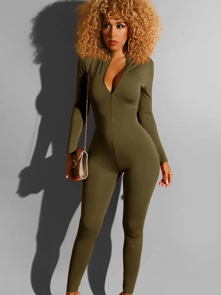 NEW Arrivals 6 Colors Casual Sporty Solid Bodycon Jumpsuit Women Outfits Long Sleeve Fitness Work Out Skinny Rompers Elastic Overalls for Women Jogger