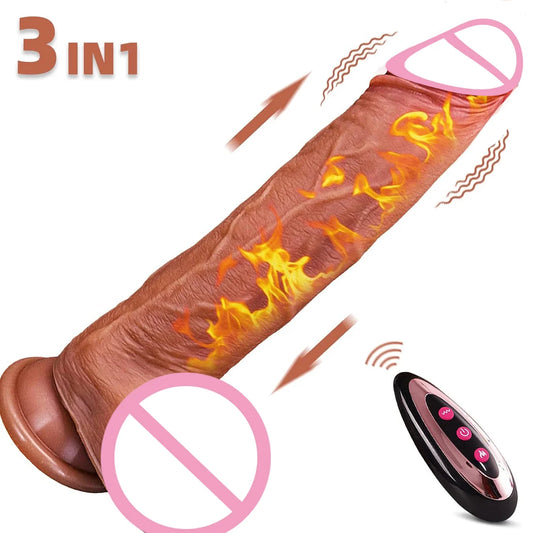 Realistic Dildo Vibrator for Women Sex Toys Heating Big Cock Remote Control Penis Telescopic Vibrators Anal Female Stimulator