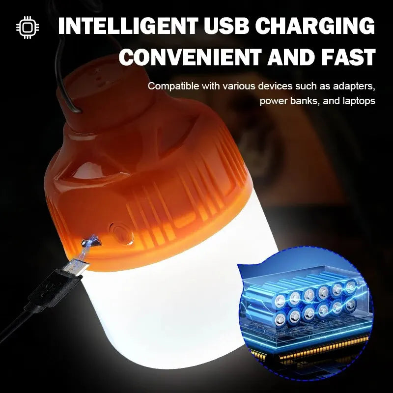 NEW Arrivals Outdoor Camping Garden USB Rechargeable LED Lamp Bulbs High Brightness Emergency Light Hook Up Camping Fishing Portable Lantern Night Lights