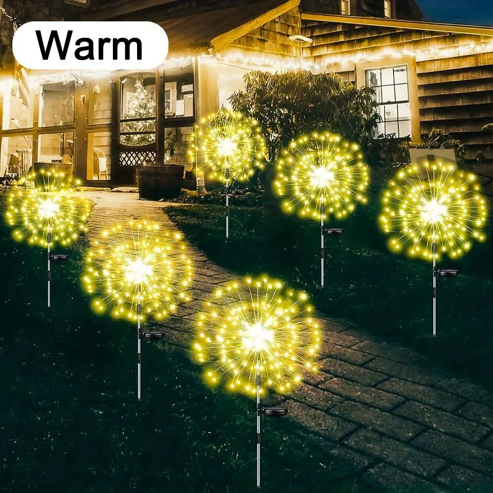 NEW Arrivals 2PCS Set 200LED Solar Fairy Light Outdoor Waterproof Solar Firework Light 8 Lighting Modes DIY Starburst Light Decorative Lights