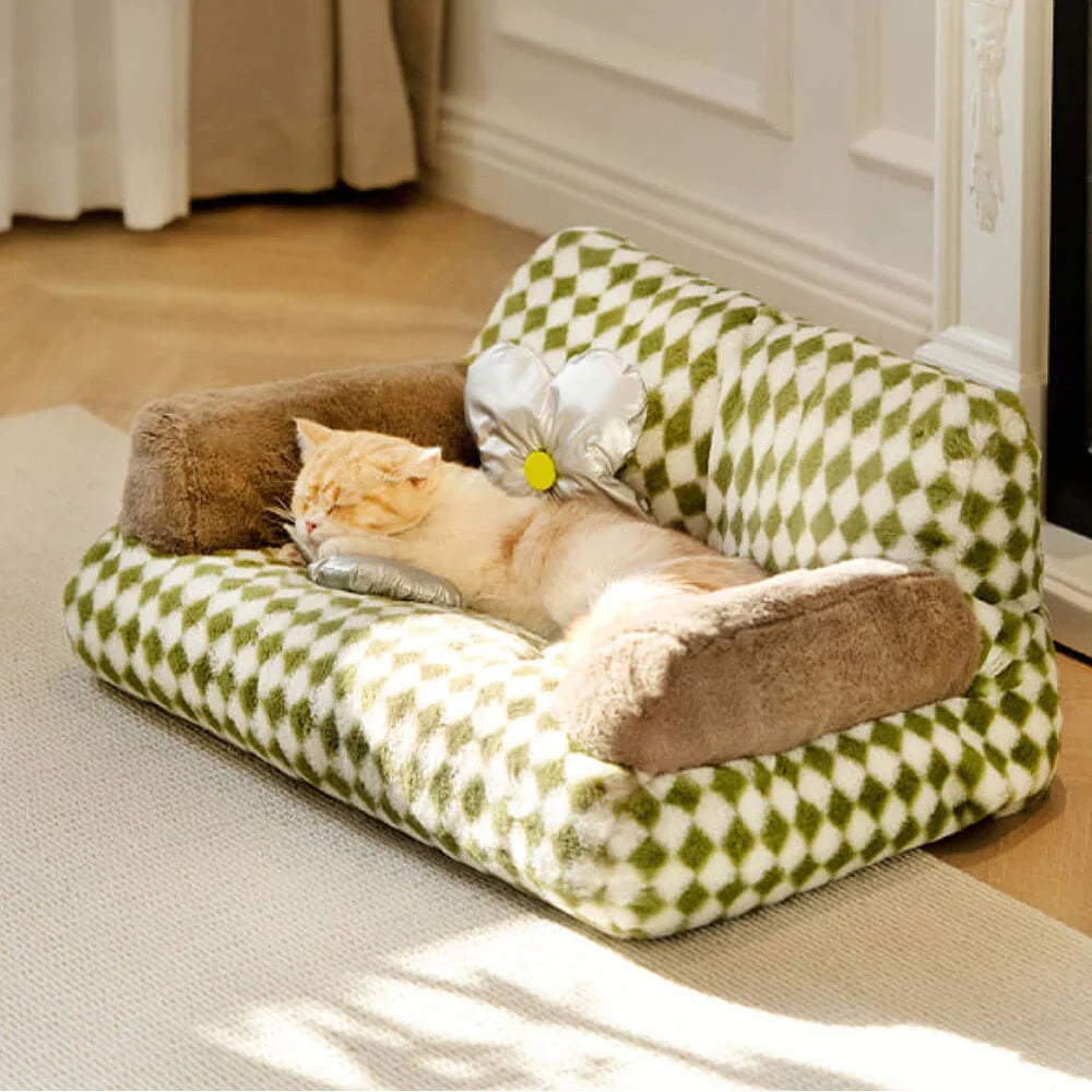 Fur Summertime Pet Cat Nest Sofa Modern Puppy Small Animal Kitten Dog Bed Couch Cushion Bedding Indoor Kennel House