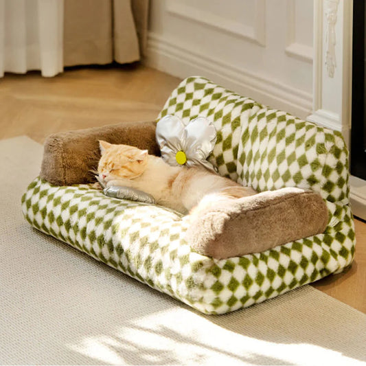 Fur Summertime Pet Cat Nest Sofa Modern Puppy Small Animal Kitten Dog Bed Couch Cushion Bedding Indoor Kennel House