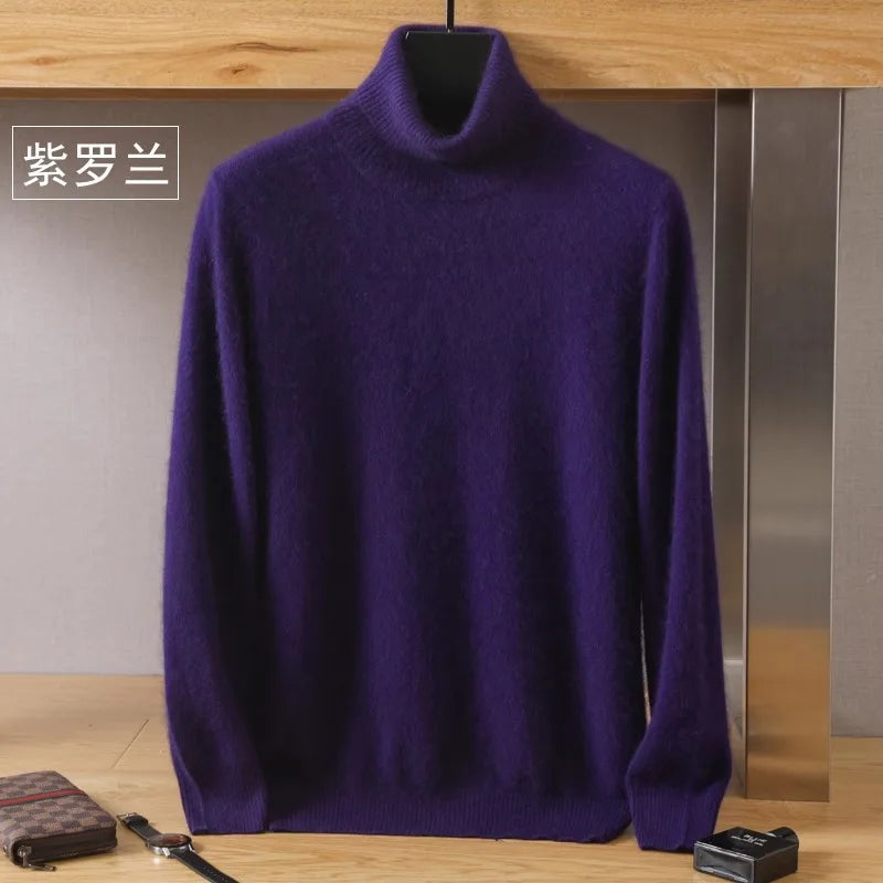 S-3XL Plus Size 5 Colors Women's Men's 100% Pure Mink Cashmere Sweater High Lapels Pullovers Knitted Winter New Tops Long Sleeve High-End Jumpers