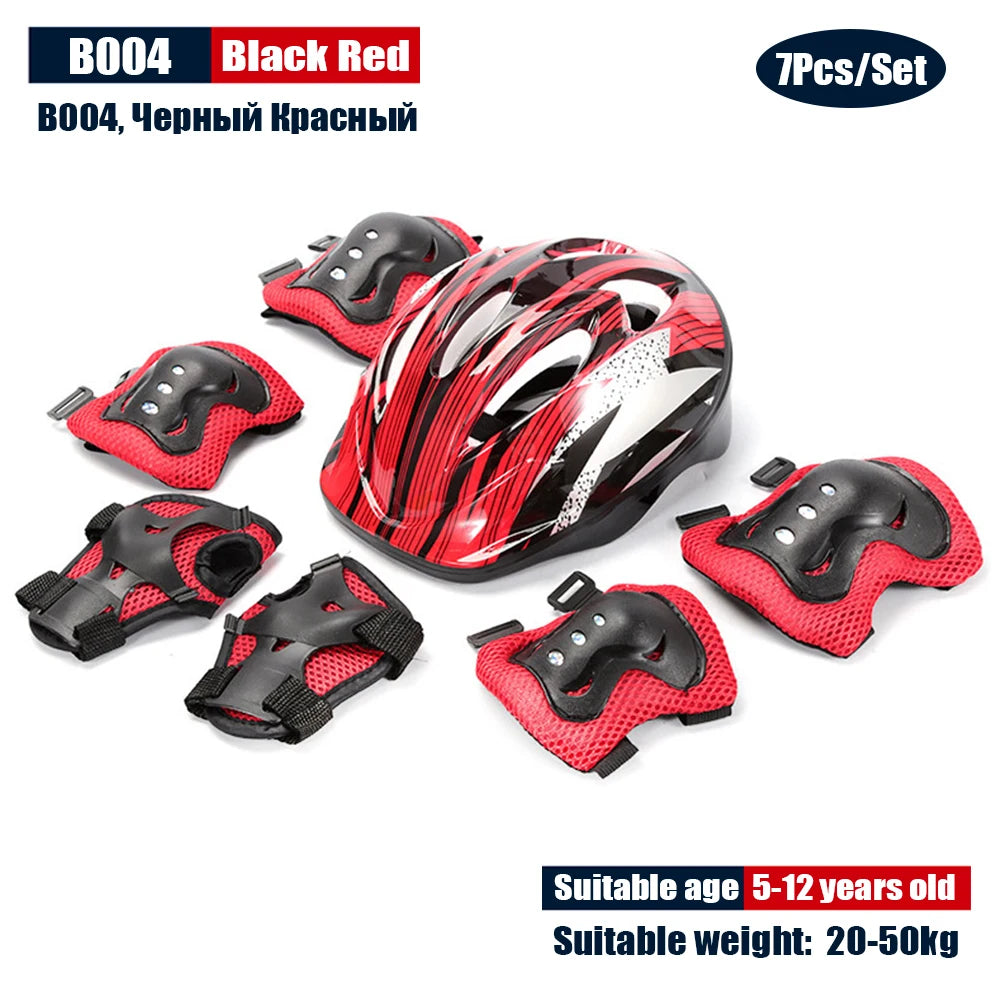 NEW SET Children Kids Adjustable Helmet Protective Gear Set Sports Knee Elbow Wrist Pads for Children Boys Girls Bike Skateboard Scooter Roller Outdoor Sports Supplies