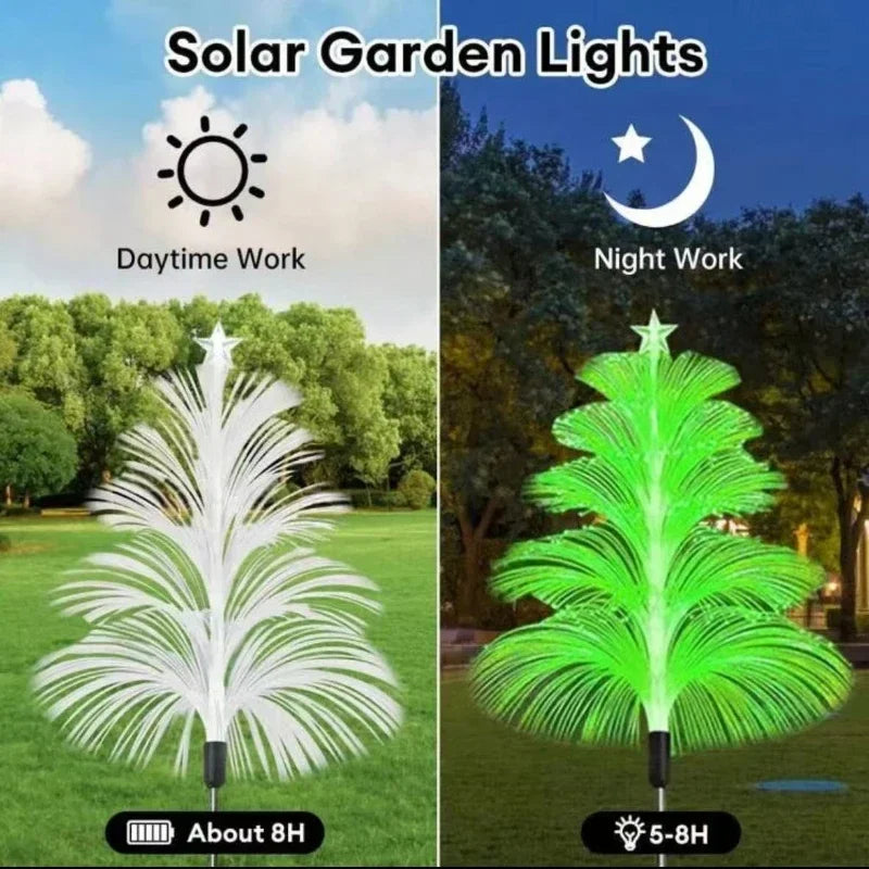 3/5 Layers Outdoor Solar Jellyfish Lights - Waterproof 1-5 Layer Fiber Optic Decor for Garden Pathway, Lawn Patio Landscape Lighting