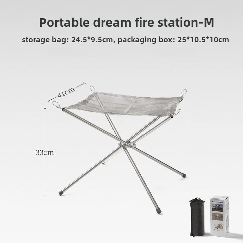 NEW Set Portable Fire Pit Durable Outdoor Camping BBQ Mesh Fireplace Steel Backyard Rack Fire Quick Assembly Net Camping Grill Net