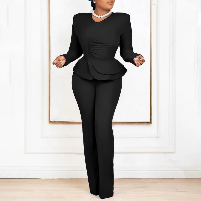 NEW Arrivals 2PCS Set Plus Size 4 Colors African Women Sets Spring Autumn Matching Sets Top And Pants Suits Outfits Ladies Luxury Fashion Clothing Supplies
