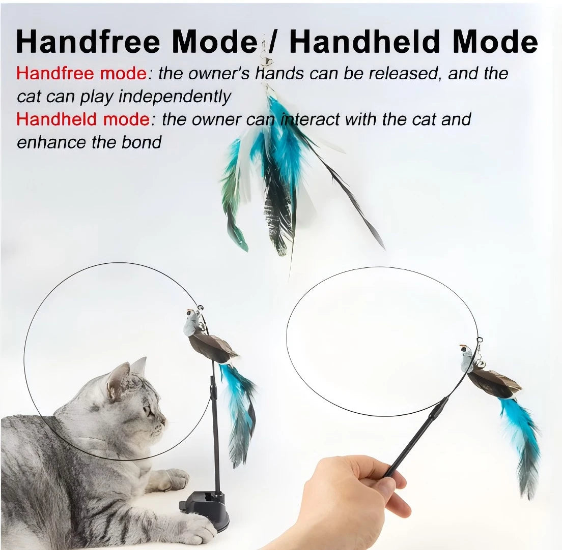 Cat Simulation Insect Interactive Cat Teaser Toy with Suction Cup Funny Feather for Kitten Play Chase Exercise Cat Toy Supplies