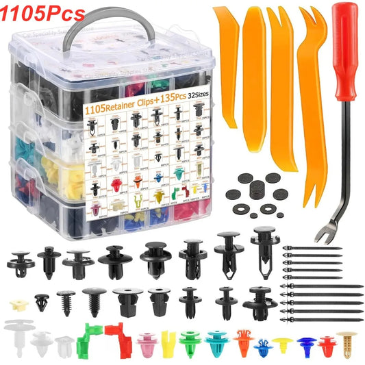 1105/680/800 PCS  Plastic Car Fastener Clips Kit Mixed Car Bumper Door Trim Panel Auto Bumper Rivet Retainer Push Engine Cover