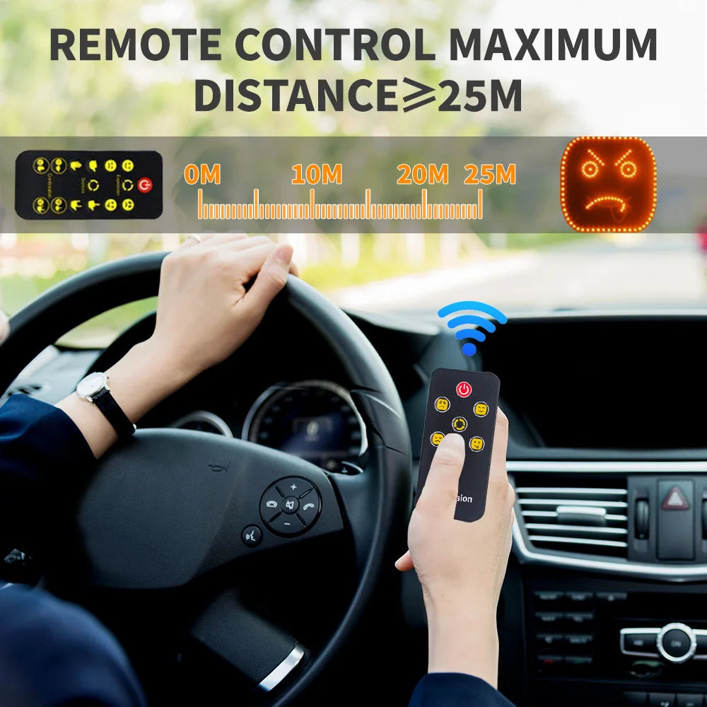 Car Funny Facial Expression Light With Remote Controller Rear Window Multi-function Warning Reminder Lamp Exterior Accessories