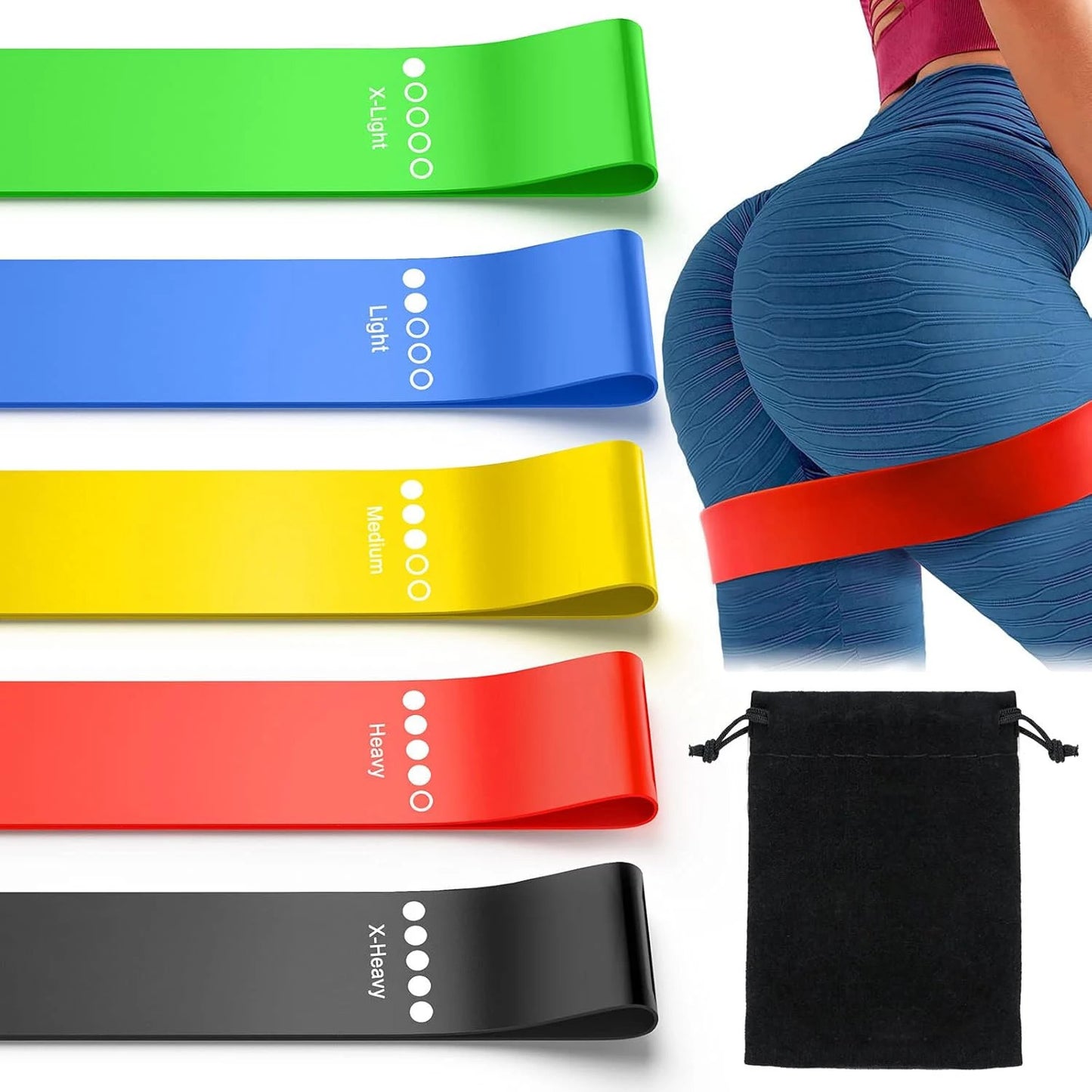 NEW Arrivals 5 PCS Set with Bag TPE Resistance Bands Fitness Set Rubber Loop Bands Strength Training Workout Expander Yoga Gym Equipment Elastic Rubber Loop Outdoor Home Gym Accessories