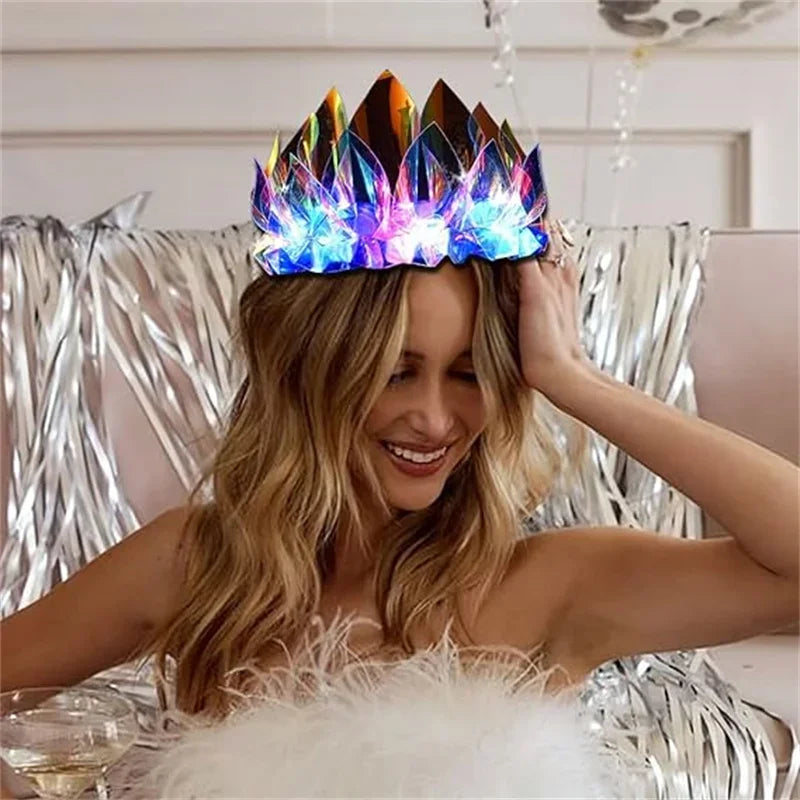 NEW Arrivals Light Up Headband Glowing Crown LED Laser Hair Band Flashing Headpiece Luminous Crown Nightclub Cosplay Party Headwear Hair Tiara