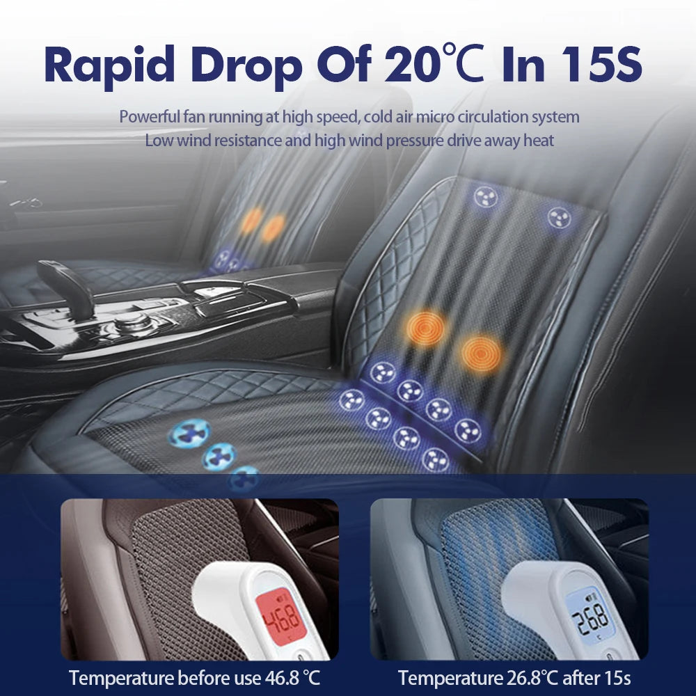 DC 12V 3D Spacer Car Summer Cool Air Seat Cushion With Massage Fast Blowing Ventilation Seat Cooling Pat Refrigerated Seat