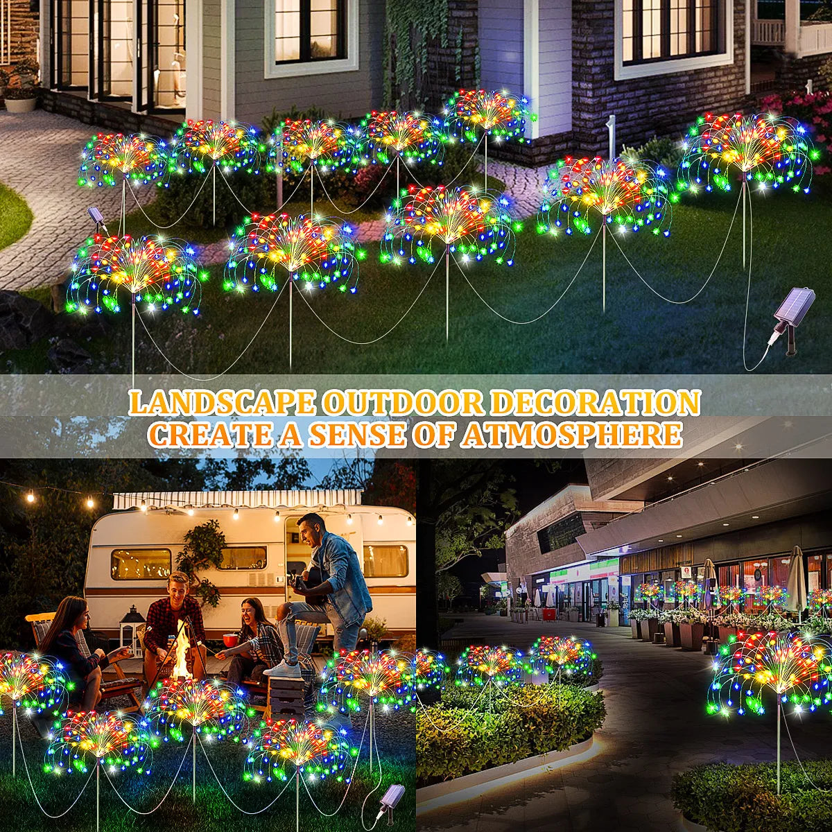 5 PCS Set 400 LEDS Solar Power Fireworks Light Outdoor Solar Light Waterproof LED Fairy Lights 8 Modes Lighting For Garden Lawn Yard