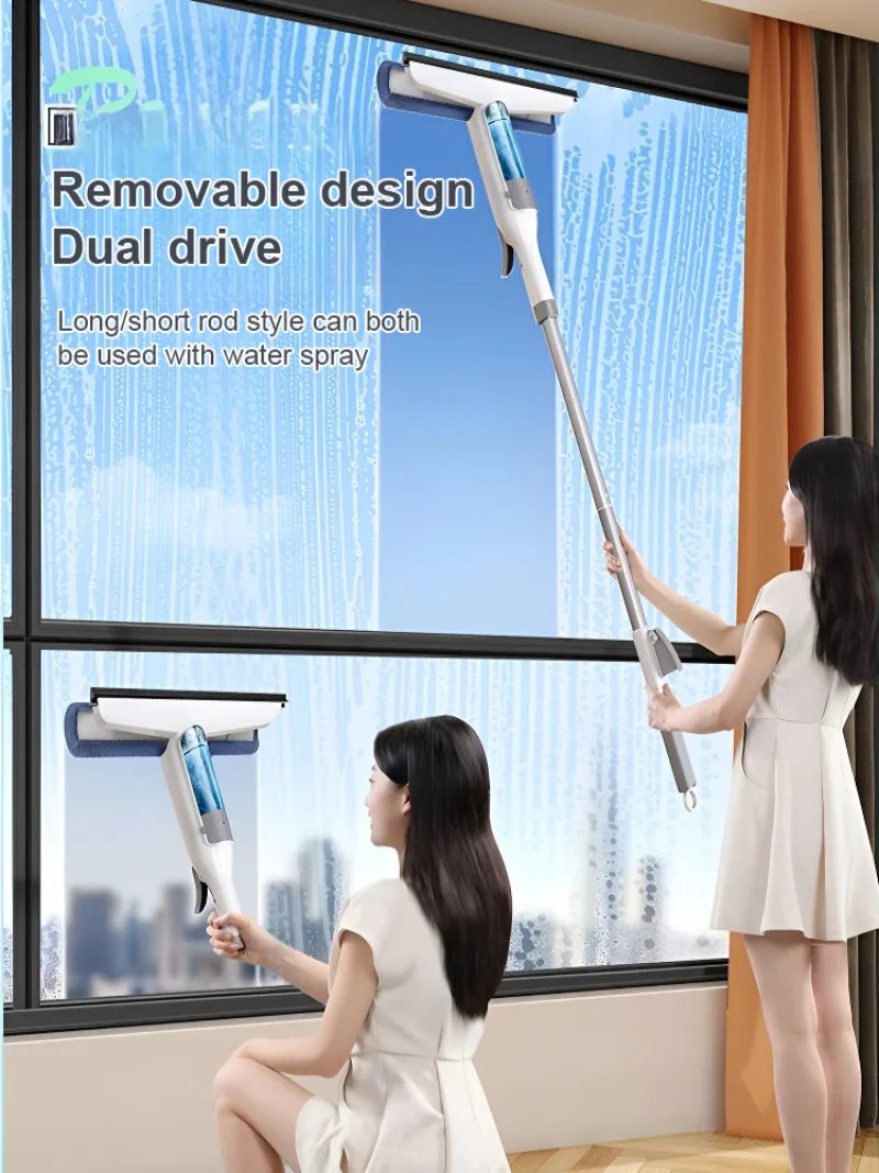 Upgraded Cutting-Edge High Pressure Misting Glass Cleaner and Water Scraper Combo Window Scrub Glass Doors Cleaner Home Office Cleaning Supplies