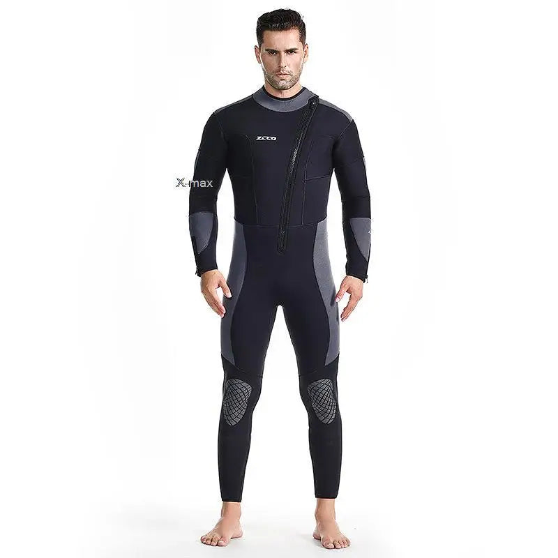 S-3XL Plus Size 5MM Neoprene Men's Long Professional Wetsuit  Neoprene Material Warm Fleece Lining Outdoor Swimming Kayaking Surfing Drifting Diving Scuba Snorkeling Underwater Fishing Wetsuit