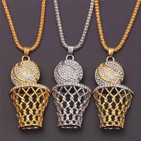 NEW Fashion Street Exaggerated Punk Basketball Pendant Necklace for Women Men Sports Hip Hop Chain Jewelry Accessories
