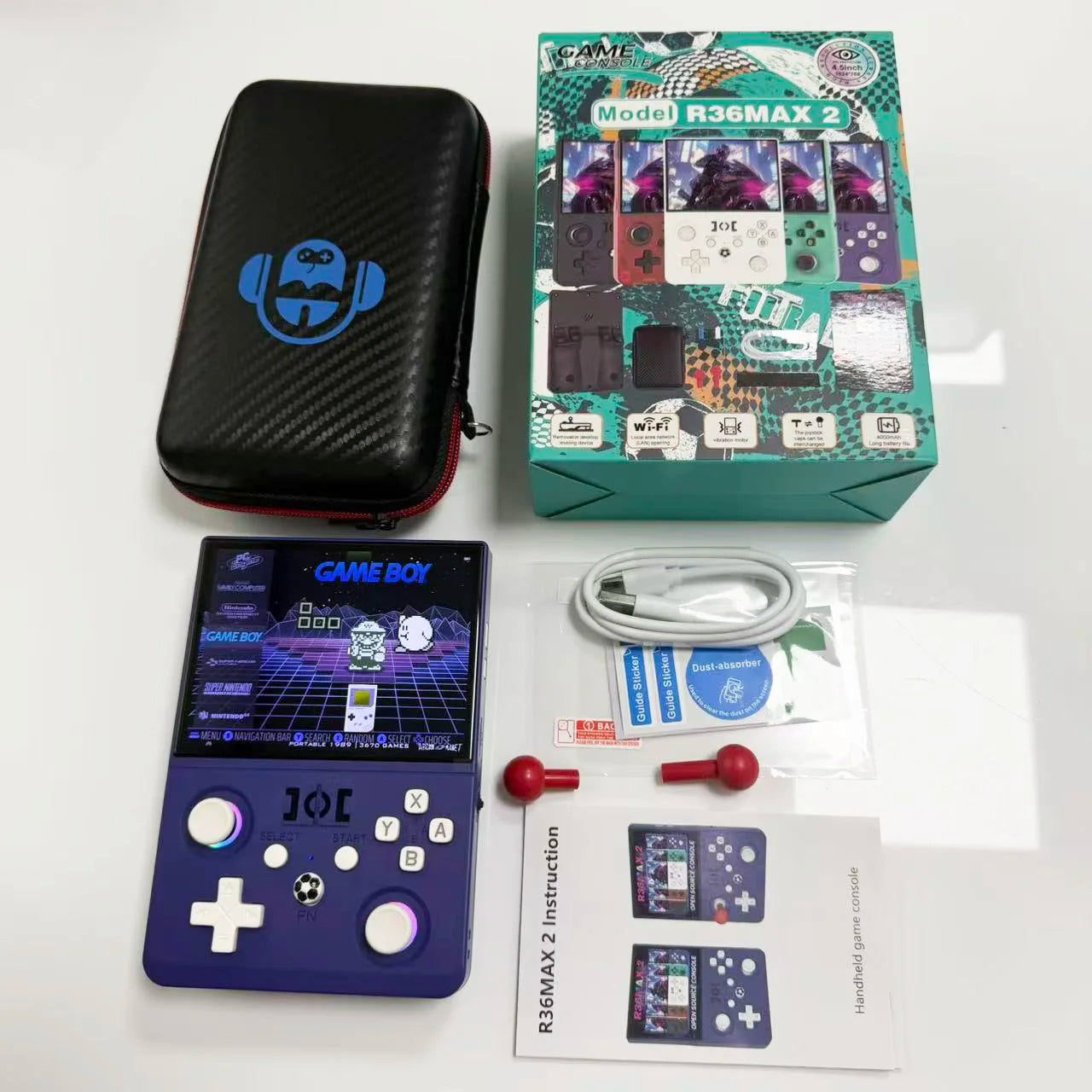 New R36 Max2 Retro Handheld Game 22.000 Games Console Linux System 4.5 Inch IPS Screen 64G/128G Portable Pocket Player Built-In Computer Gaming Supplies