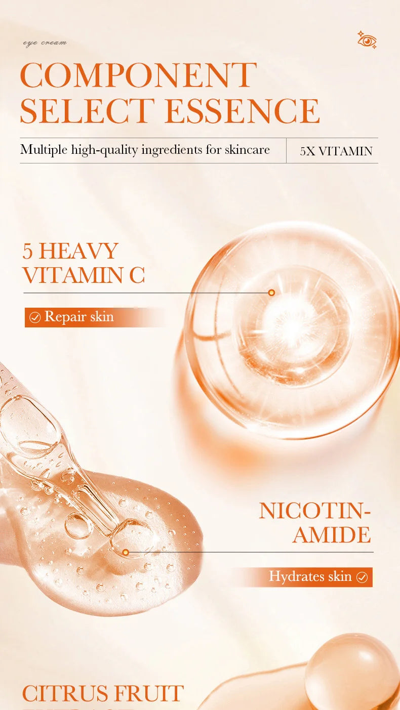 Vitamin C Eye Cream Anti Dark Circles Eyes Bags Remover Moisturizing Brightening Firming Skin Care Products for Eyes