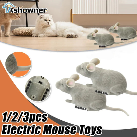 Electric Mouse Toys Cat Play Automatic Escape Robot Vibration Crawling Battery Operated Plush Mouse Pet Interaction Plaything