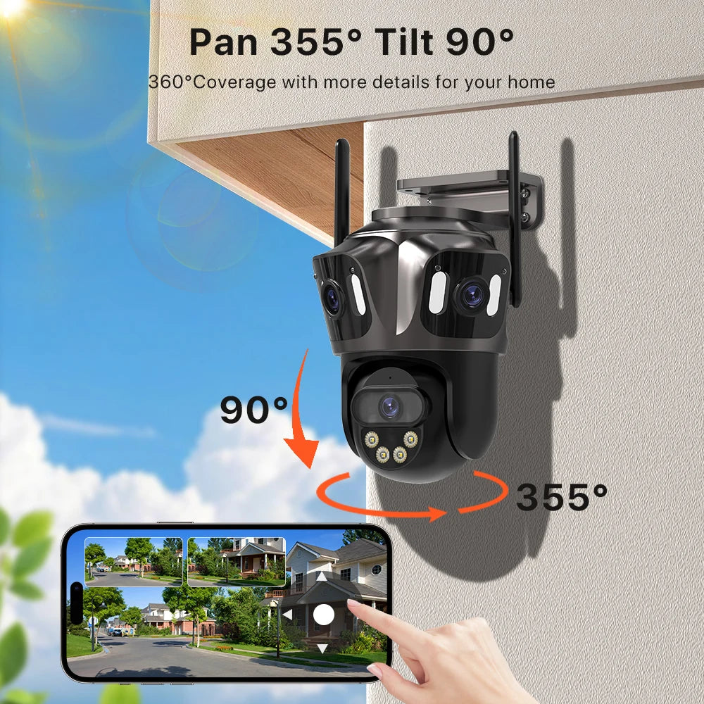 NEW 15MP HD 3 Screen WI-FI IP 2 Ways Voice Intercom Camera Outdoor 4K Dual Lens Camera Ai Human Detection Waterproof CCTV Video Security Camera Home Office Factory Security Systems