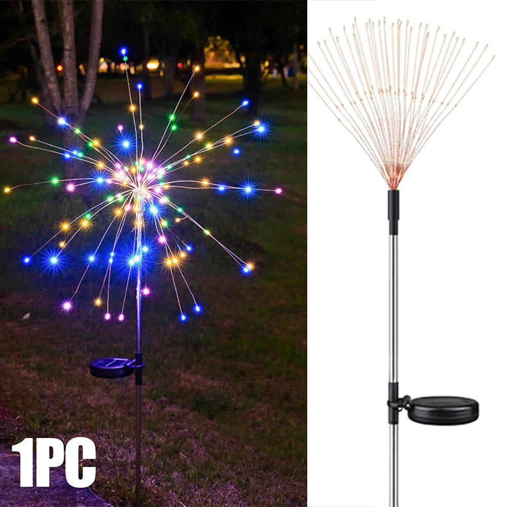 NEW 8PCS Set 200 LED Solar Firework Light Waterproof Outdoor 8 Lighting Modes Fairy String Light Christmas Lawn Lamp Garden Decoration