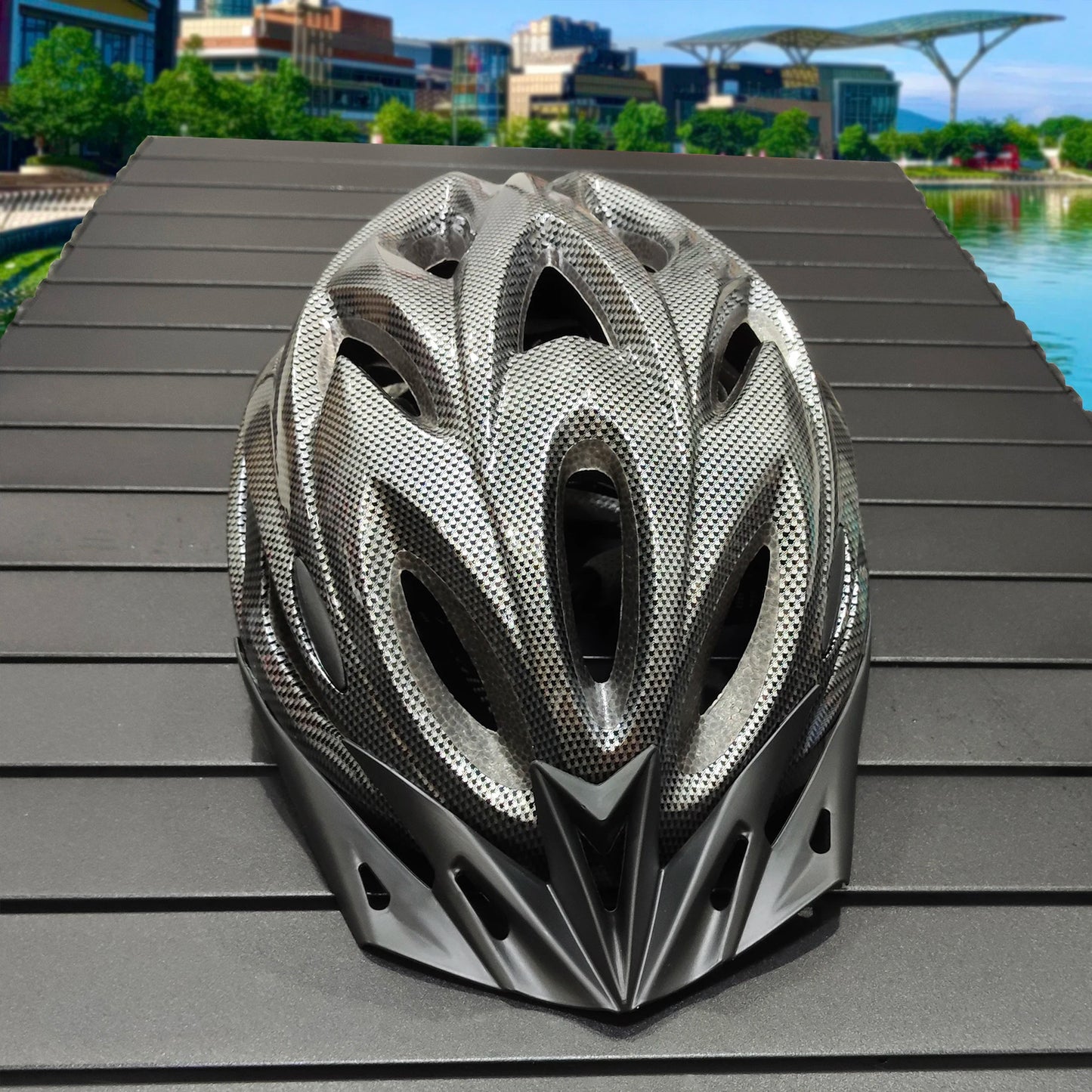 PMT Lightweight Cycling Helmet Comfort Lining Hollow Riding Safety Head Protection Bicycle MTB Helmet Carbon Pattern Bike Helmet