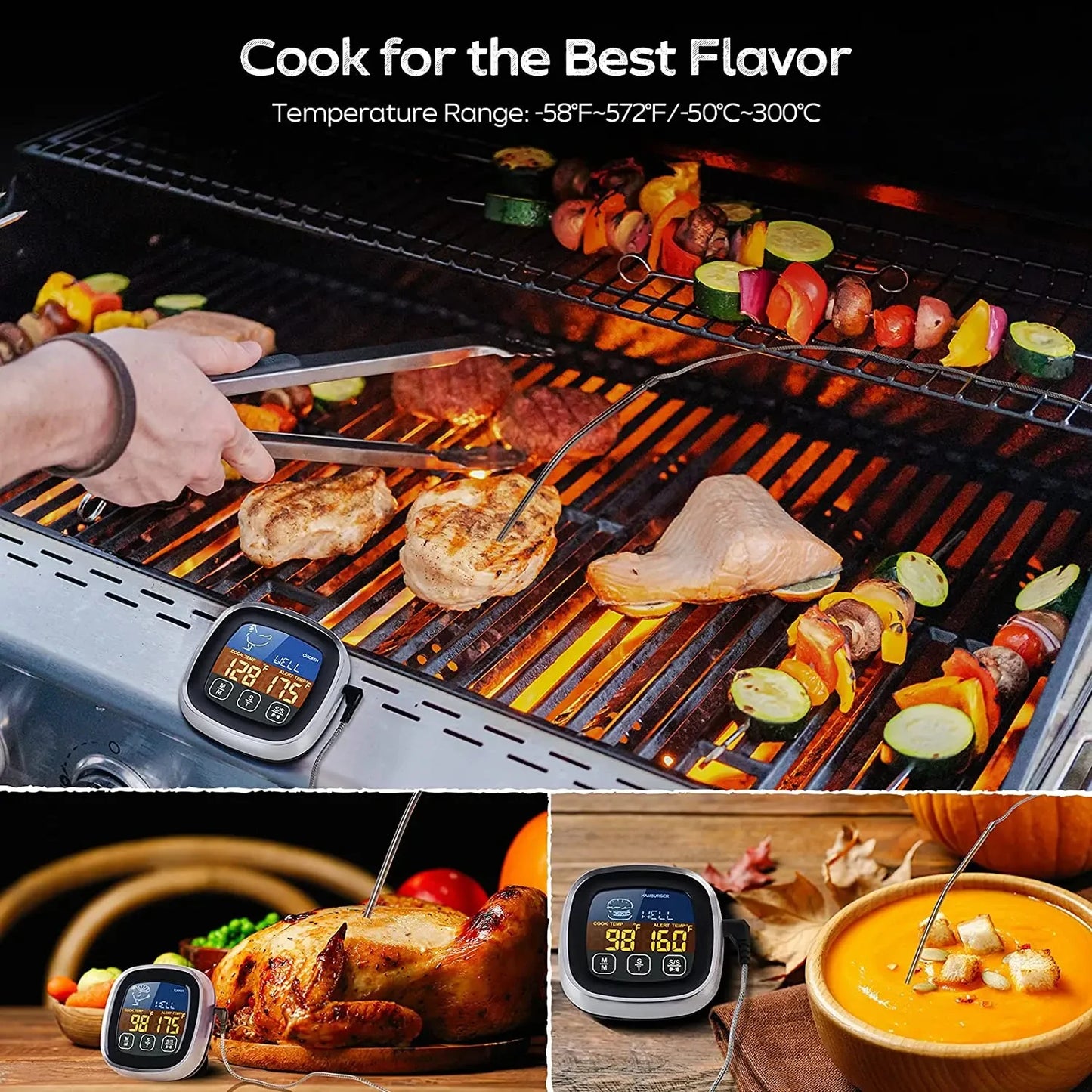 Digital Meat Kitchen Thermometer Stainless Waterproof Meat Temperature Thermometer Probe Oven Cooking BBQ