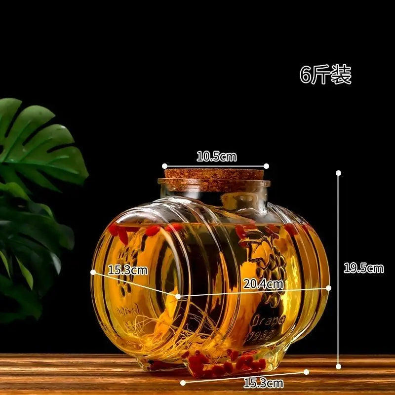 5000ML-3000ML Full Set Large Capacity Special Barrel Glass Wine Bottle with Faucet Wooden  Base, Fruit Wine, Ginseng Wine Barrel, Medicinal Wine Jar Home Bar Pubs Restaurants Barware Accessories