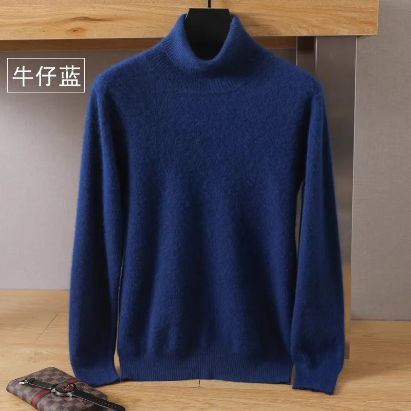 S-3XL Plus Size 5 Colors Women's Men's 100% Pure Mink Cashmere Sweater High Lapels Pullovers Knitted Winter New Tops Long Sleeve High-End Jumpers