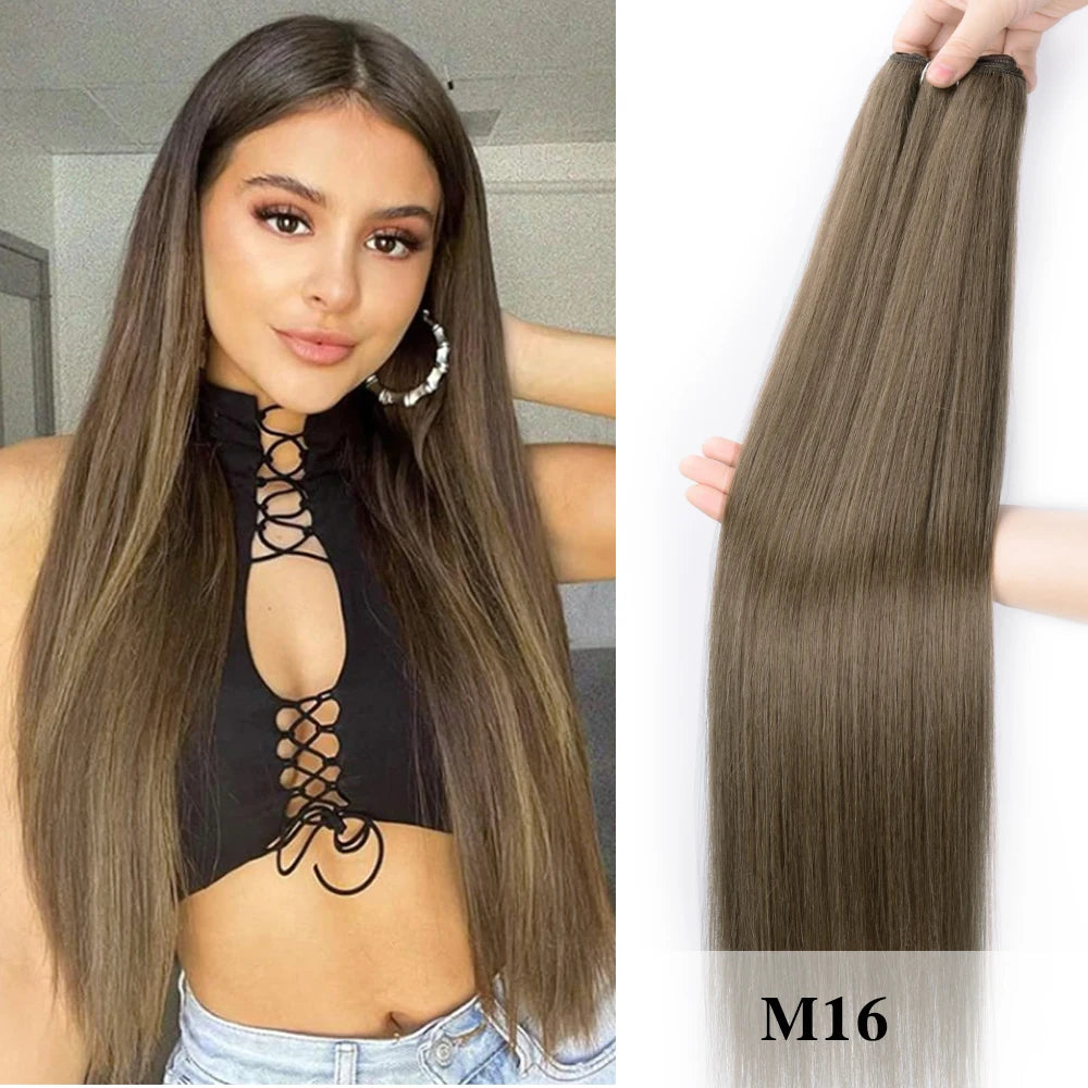 NEW Arrivals 12 Colors 150g Synthetic Hair Extensions Straight Hair Bundles Crochet Braids Hair 26Inch High Temperature Fiber Long Straight Hair Bundle Women Hair Care Accessories Cosmetic Supplies
