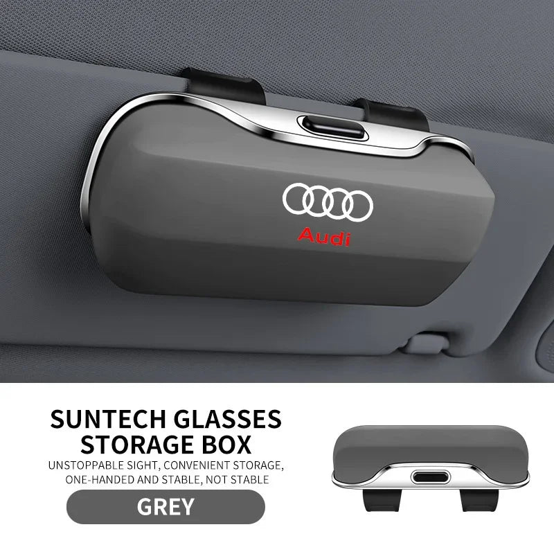 4 Colors Automatic Glasses Case For Audi Logo Q3 Q5 Q7 Q8 A3 A4 A5 A6 A7 A8 Key Case Accessories Car Visor Sunglasses Car Glasses Case  Holder Clip Box