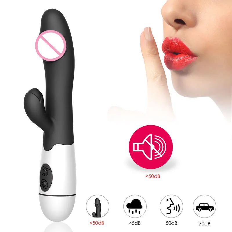 30 Speed Rechargeable Handheld Silicone Adult Clit Clitoral Clitoris Sex Toy G Spot Dual Motor Rabbit Vibrator for Women Female