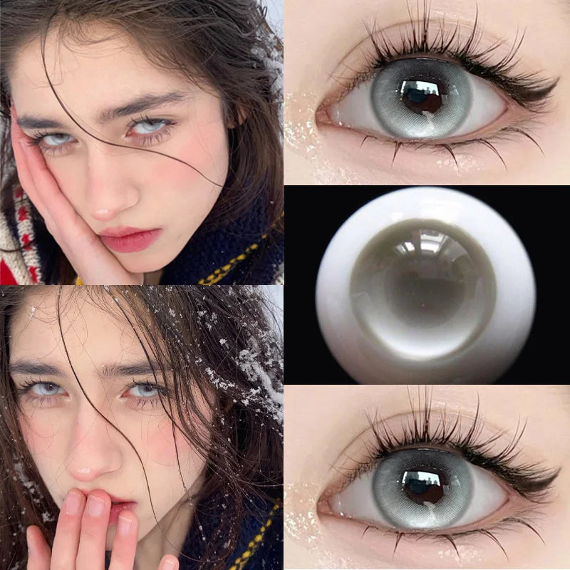 NEW 2PCS Set 4 Colors Blue Colored Contact Lenses for Eyes with Myopia Presbyopia 0-7.00 Lenses Degree Natural Green Pupils Beauty Korea Lenses Fashion Cosmetics Lens