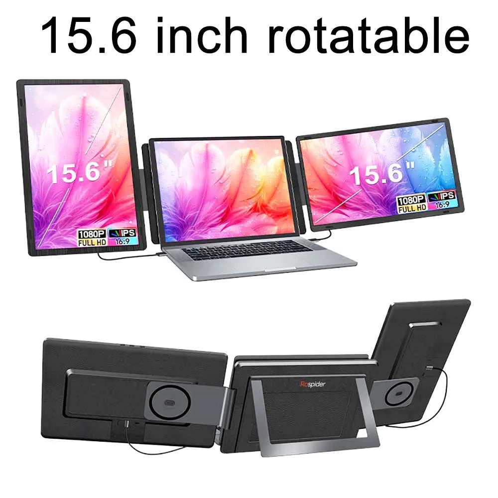 14" to 16" Inch 1080P-2560P Dual Screen Extender Display FHD IPS Triple Expandable Monitor High Definition for Laptop Productivity