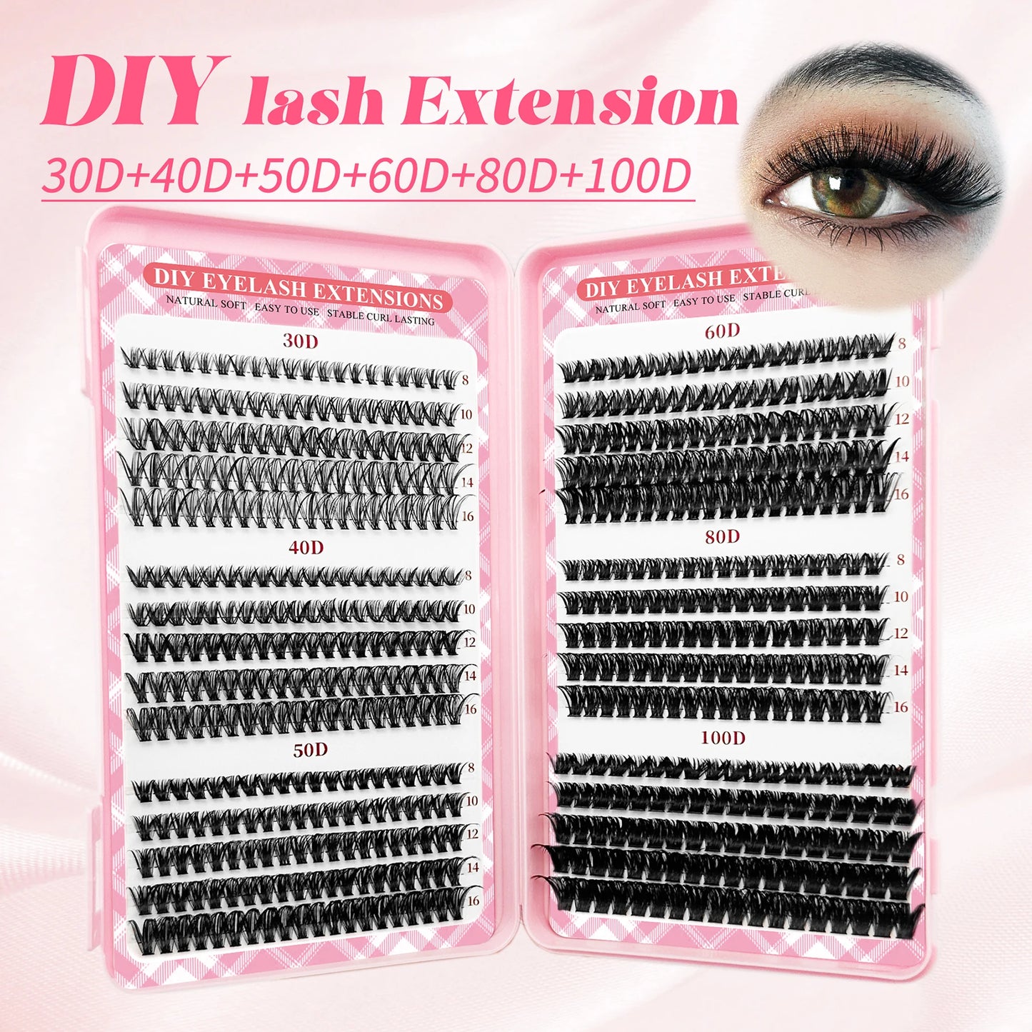 NEW  168 Fans Dry Cluster Lashes Cat Eye Lashes Invisible Band Premium Mink Manga Lash Clusters Women Cosmetic Accessories
