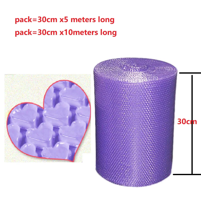 NEEW Arrivals 30cmx5/10meter/ Roll Purple Color Bubble Mailers for Packaging Shockproof Gift Box Bag Packing Wrap Love Heart Bubble Film Mailing Shipping Roll