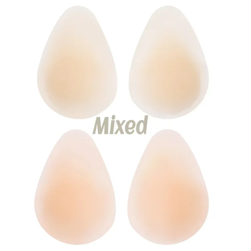 2 Pairs Set No Glue Sticky Nipple Cover Plunge Droplet Invisible Bra Ultra Thin Seamless Silicone Stickers Lifting Breast Pasties Pads Ladies Underwear Accessory Sets