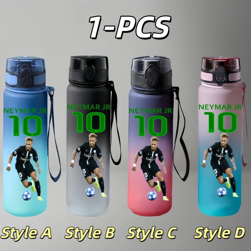 750ml Messi Cristiano Ronaldo Neymar Football Star Character Water Cup Large Capacity Outdoor Portable Leak-Proof Drinking Bottle Boys and Girls Gift Drinking Kettle Sports Accessories