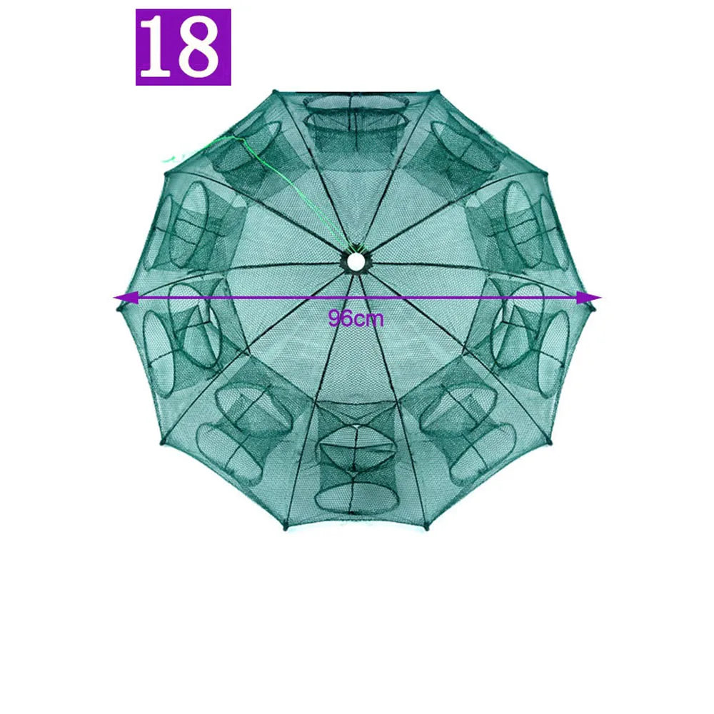 10-20 Holes Automatic Fishing Trap Net Umbrella-Shape Capable of Catching Fish Shrimps Crabs Foldable Cages Set Simple Happy Fishing Gear Sea Lakes River Fishing Accessories