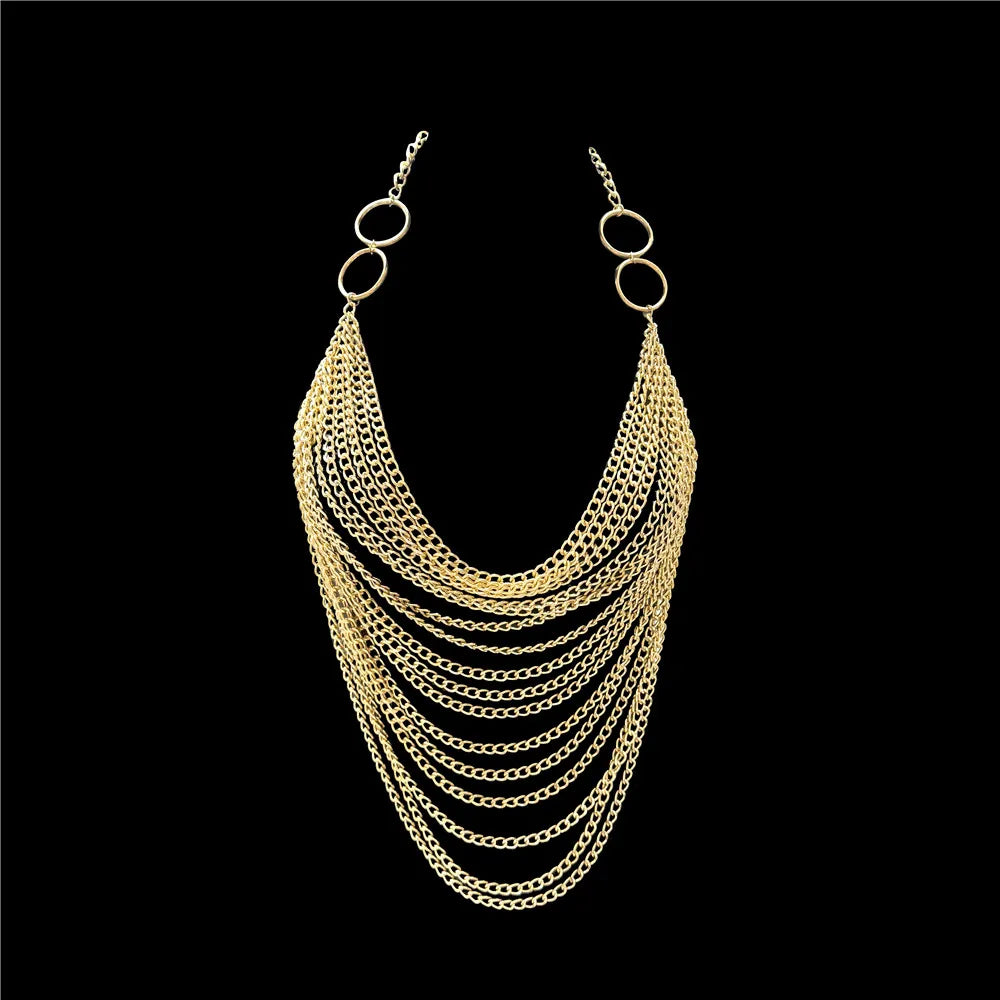 Gold/Silvery Color Backless Women's Sexy Tanks Tops  & Camisole Metal Chain Tassel Top Y2k Clothes Halter Neck Sexy Tops Sexy Woman Clothing Crop T-Shirt Cami
