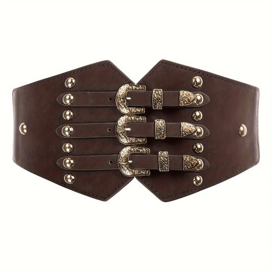 NEW Arrivals Vintage Pin Buckle Wide Girdle Monochrome Elastic Adjustable Corset Belt Classic Skirt Coat Waistband For Women Girls Slim Body Care Female Ladies High Quality Fashion Underwear Products