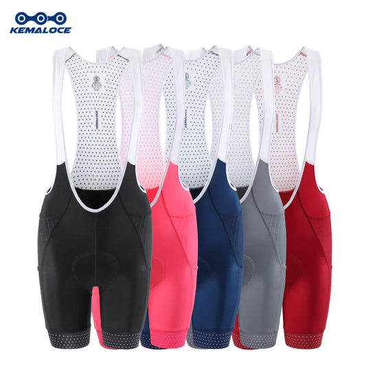 Cycling Bib Shorts Black&Blue&Red Female Gel Paded Reflective Biker Shorts Women Cycling Knicker With 2 Pockets